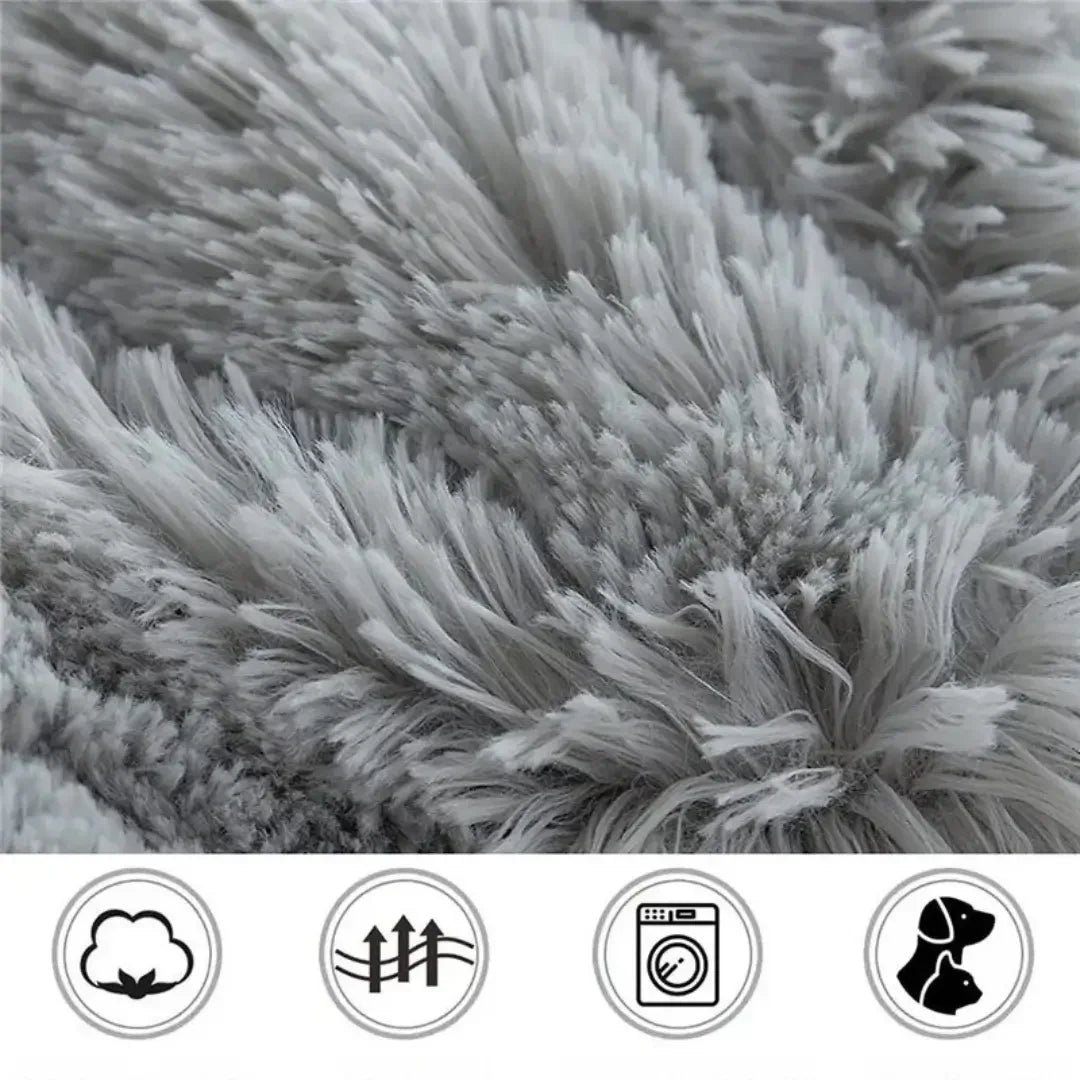 Cama redonda de felpa