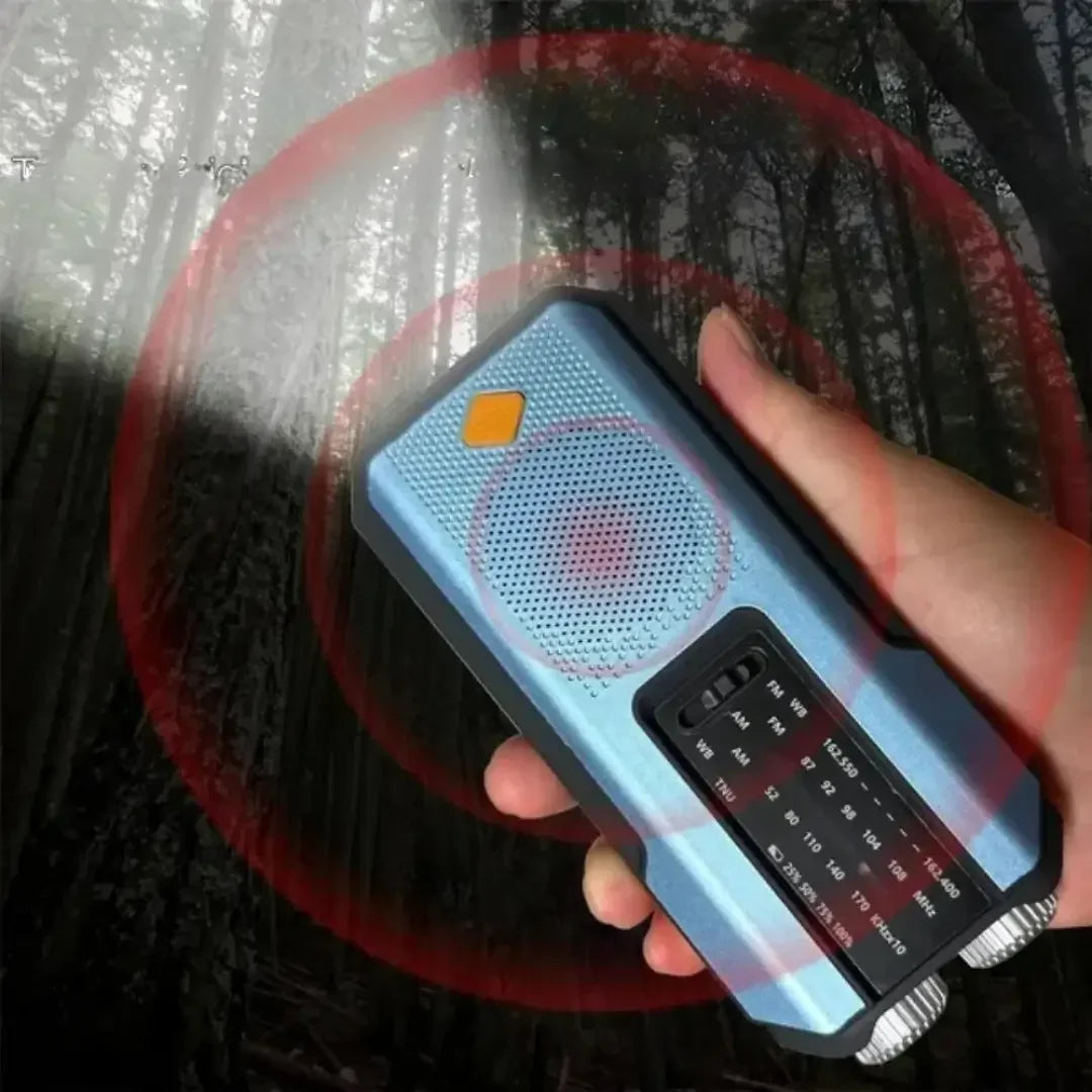 Radio portátil con manivela solar