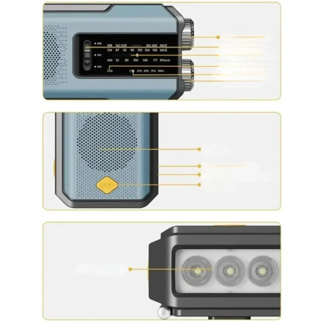 Radio portátil con manivela solar